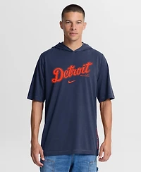 Nike Men's Navy Detroit Tigers Arched Wordmark Tri-Blend Hooded T-Shirt