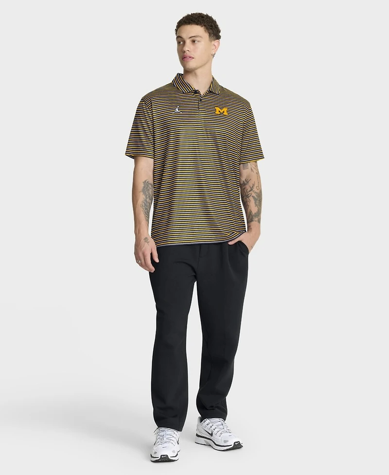 Jordan Men's Maize Michigan Wolverines 2025 Coaches Premium Tour Stripe Dri-fit Polo Shirt