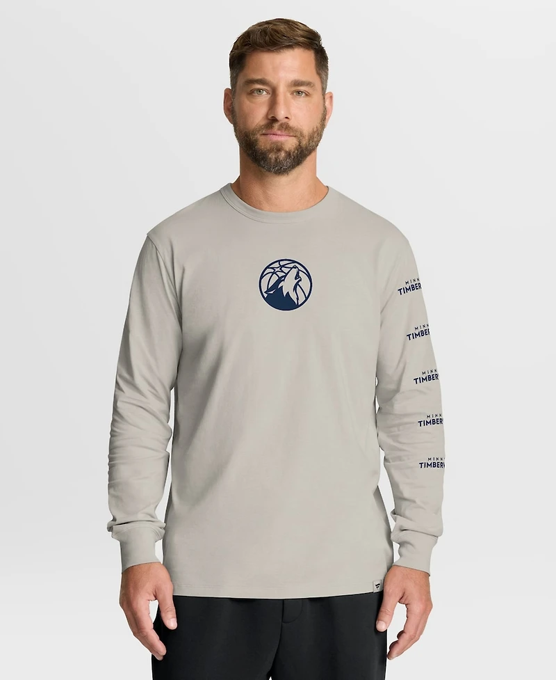 Fanatics Men's Cream Minnesota Timberwolves Crossover Collection Ball Screen Action Premium Long Sleeve T-Shirt