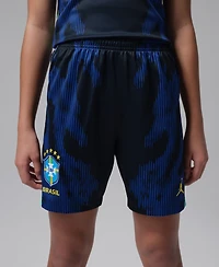 Jordan Big Boys and Girls Blue Brazil National Team Dri-fit Stadium Replica Shorts