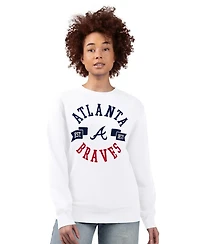 G-iii 4Her by Carl Banks Women's White Atlanta Braves Team Logo Fleece Pullover Sweatshirt