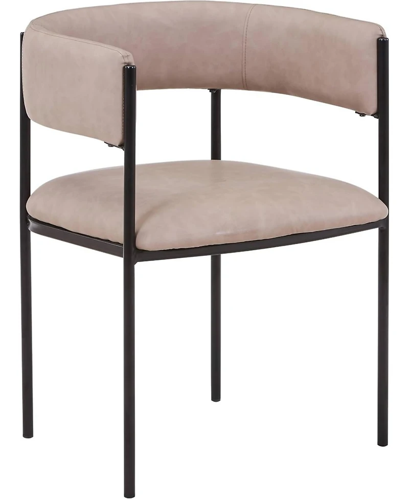 LeisureMod Cyril Modern Leather Dining Chair Set of 2 - Upholstered Padded Seat, Open Back, Powder-Coated Iron Frame