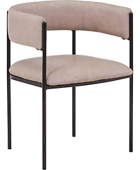 LeisureMod Cyril Modern Leather Dining Chair Set of 2 - Upholstered Padded Seat, Open Back, Powder-Coated Iron Frame