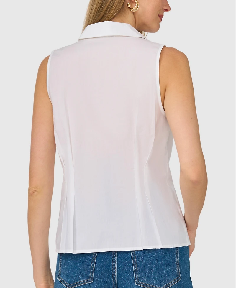 1.state Women's Collared Tie-Front Tank Top