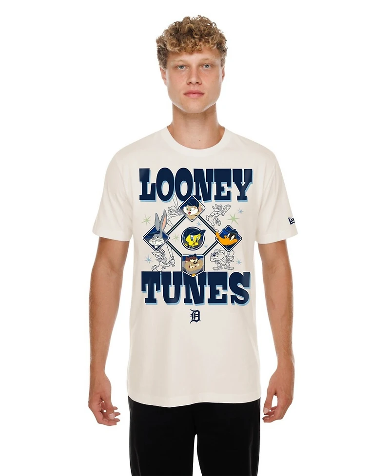 New Era Men's and Women's Cream Detroit Tigers Looney Tunes T-Shirt