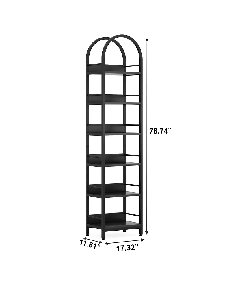 Slickblue 6 Tier Arched Bookcase Display Shelf for Small Spaces