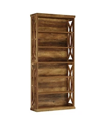 Slickblue Freestanding 6-Tier Bookcase with Wooden Shelves for Living Room