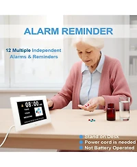Jall Large Screen Digital Day Clock-2 to 5 Alarms for Medication Reminders Auto Dimming (Day and Night)-Ideal for Seniors and Dementia
