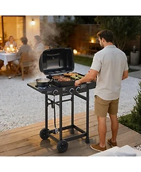 Asagikoiai 2 Burner Propane Gas Grill with Side Burner, Stainless Steel Outdoor Bbq
