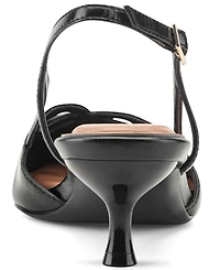 Easy Spirit Women's Kaisley eFlex Cutout Leather Slingback Kitten Heel Pumps