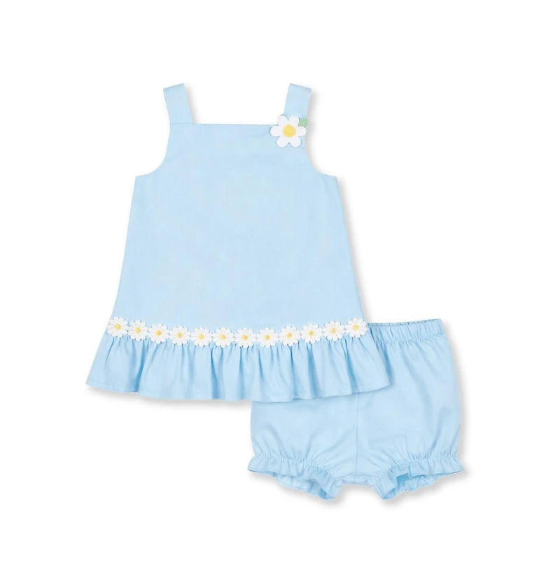 Florence Eiseman Baby Girl Pique Dress and Bloomer with Daisies