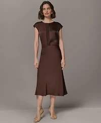 Donna Karan New York Petite Crewneck Sleeveless Blouse A Line Midi Skirt