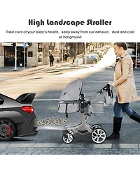 2-in-1 Baby Stroller High Landscape Infant Stroller w/ Reversible Seat