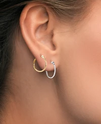 Italian Gold 2-Piece Round & Oval Hoop Earrings Set in 10k Two-Tone Gold