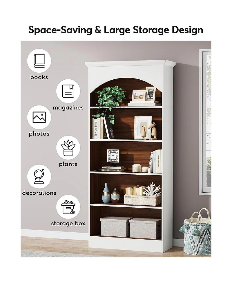 Slickblue 5-Shelf Bookcase, 70.9 Inch Tall Bookshelf with Storage Shelves