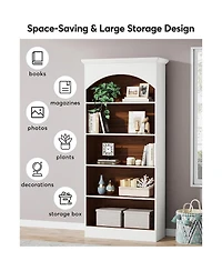 Slickblue 5-Shelf Bookcase, 70.9 Inch Tall Bookshelf with Storage Shelves