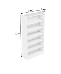Slickblue Spacious Wood Bookshelf with 5 Open Shelves for Home Organization