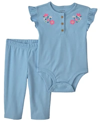 Carter's Baby Girls' Floral Bodysuit and Pant, 2-Piece Set