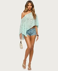 Edikted Women's Triana Bead and Sequin Chiffon Poncho