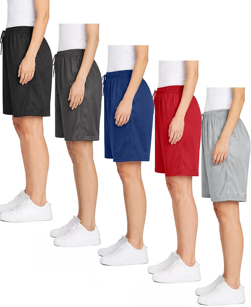 Jump Start Women's Loose Fit Moisture-Wicking Performance Dazzle Shorts-5 Pack