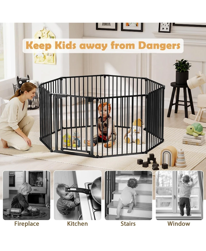 Cozito 8-Panel Extra Wide Adjustable Gate with Auto-Close Door