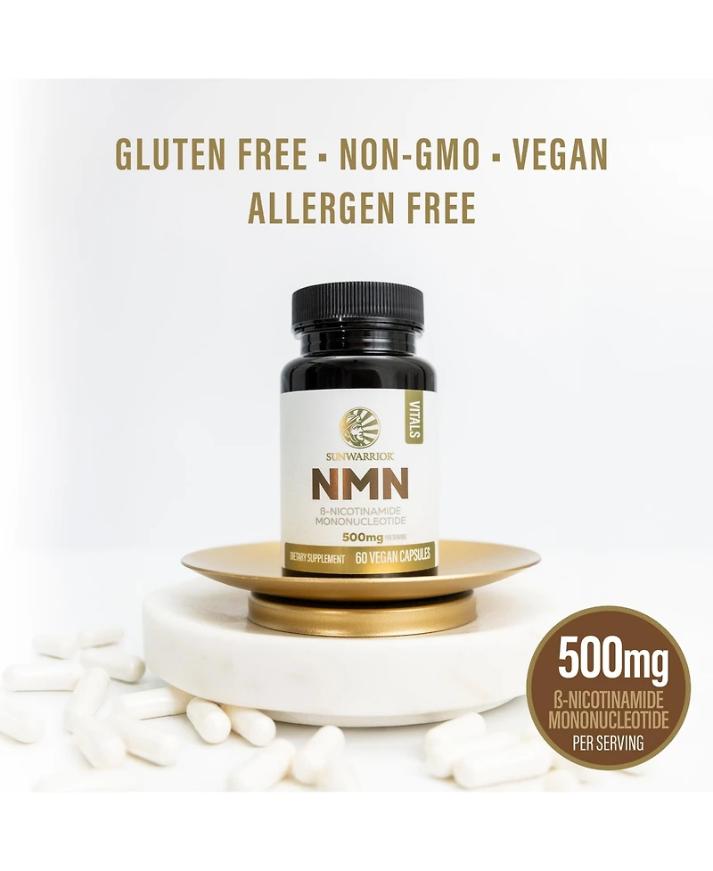 Sunwarrior Nmn Capsules 500 Milligram for Cellular Energy and Healthy Aging Support, Formula, 60 Capsules