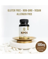Sunwarrior Nmn Capsules 500 Milligram for Cellular Energy and Healthy Aging Support, Formula, 60 Capsules
