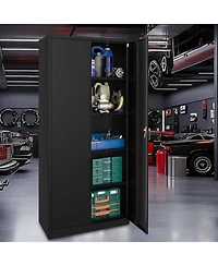 gaomon 72 Inch Lockable Metal Storage Cabinet with Adjustable Shelves, Heavy Duty Organizer for Garage Office Home Warehouse
