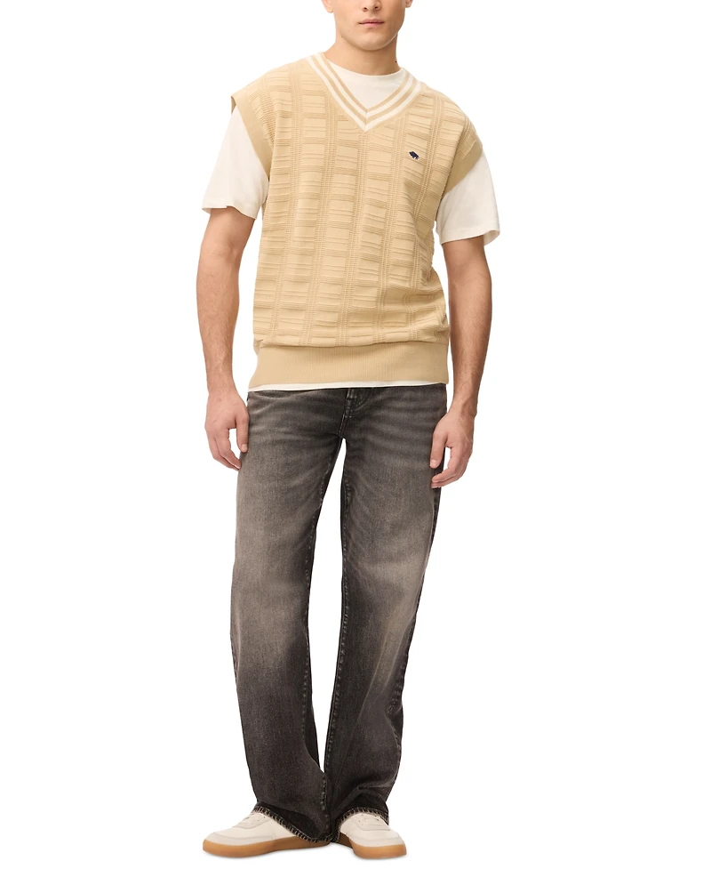 Buffalo David Bitton Men's Subtle Geometric Texture V-Neckline Sweater
