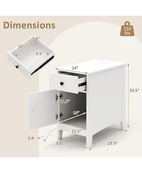 Gouun Flip-Top End Table with Charging Station, Drawer and Storage Cabinet