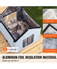 Cozito Heated Cat House, Small Outdoor Foldable Kitty Shelter with Timer and Heated Pad