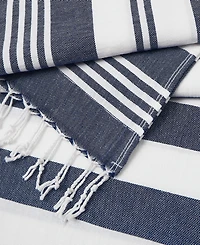 Oceanfront Resort Cotton Salty Stripe Sand-Free Turkish Beach Towels, Set of 4
