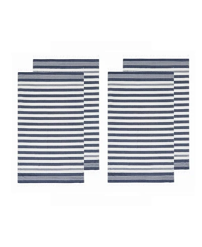 Oceanfront Resort Cotton Salty Stripe Sand-Free Turkish Beach Towels, Set of 4