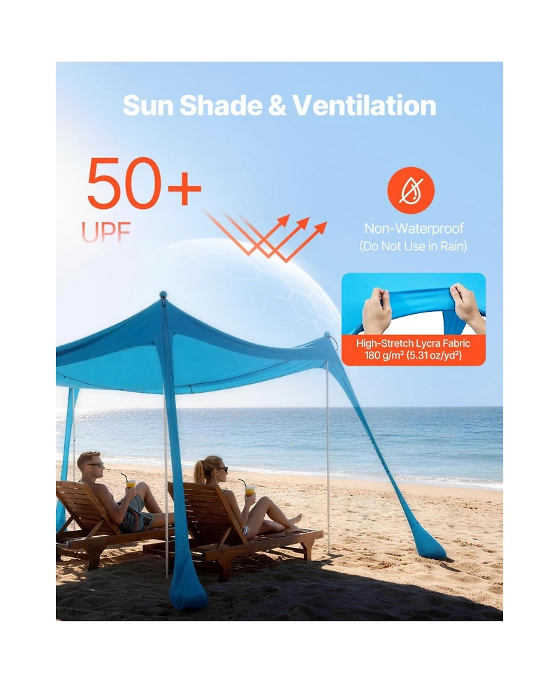 Cozito Beach Tent Sun Shelter 10 x 10 feet with 4 Sandbags and Stability Poles