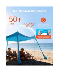 Cozito Beach Tent Sun Shelter 10 x 10 feet with 4 Sandbags and Stability Poles