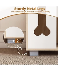 Cozito Cat Bed Side Table Wooden Cat Condo with Bone-Shape Window and Metal Legs