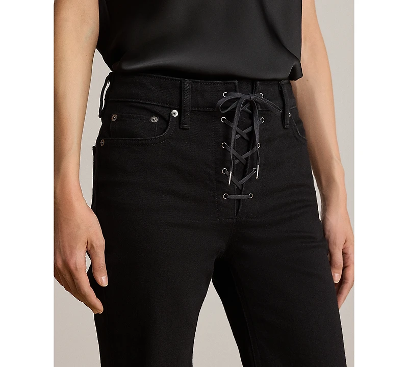 Lauren Ralph Petite Lace-Up High-Rise Flare Jeans