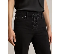 Lauren Ralph Petite Lace-Up High-Rise Flare Jeans
