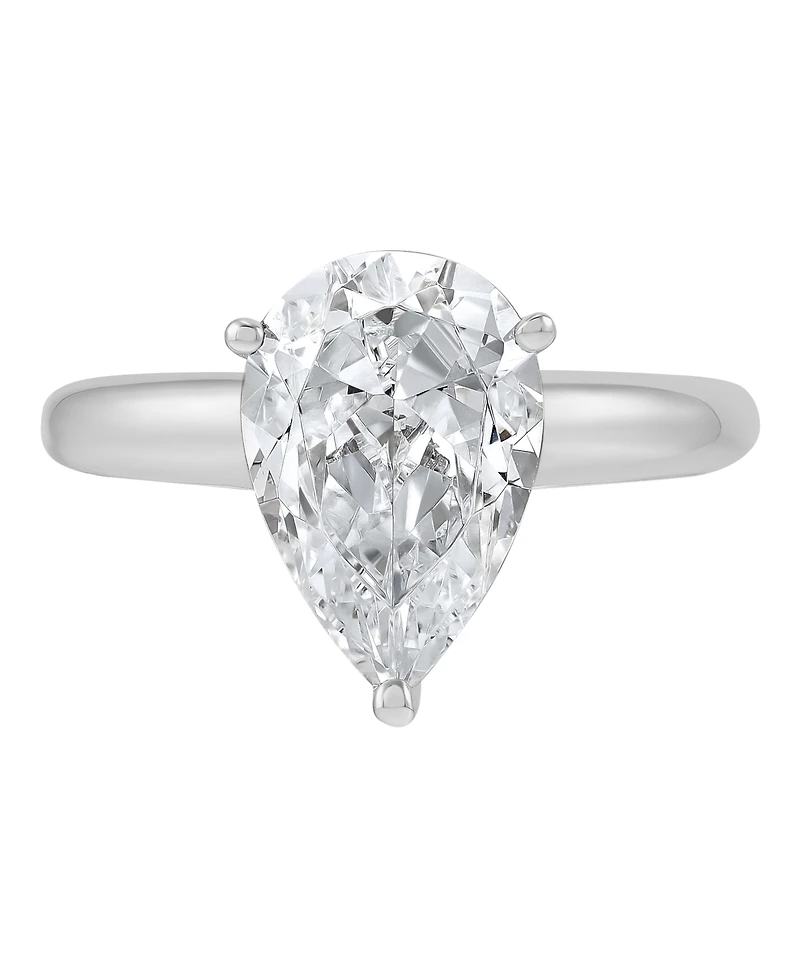 Macy's Igi Certified Lab Grown Pear Diamond (3-1/4 ct. t.w.) Ring 14k Yellow & White Gold