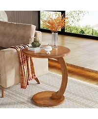 Slickblue Round Sofa Side Table with C Shaped Space Saving Design