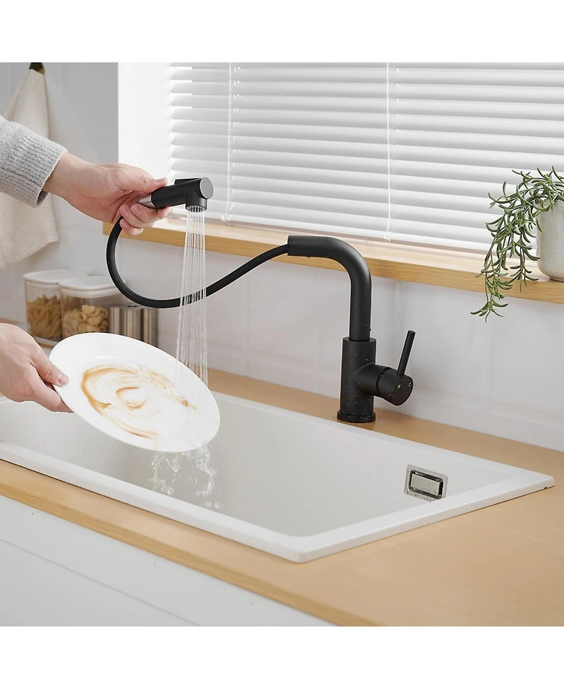 Phying Kitchen Sink Faucet with Pull Out Sprayer Multifunctional Mini Bar Prep Faucet Modern Bathroom Sink Faucet for Home Kitchen Bathroom Bar