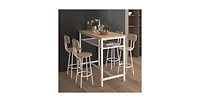 Flynama 5-Piece Kitchen Counter-Height Bar Table Set with 4 Stools, Storage Net for Small Spaces