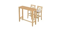 Flynama Farmhouse 48" Bar Height Dining Set with 2 Stools for Small Nook