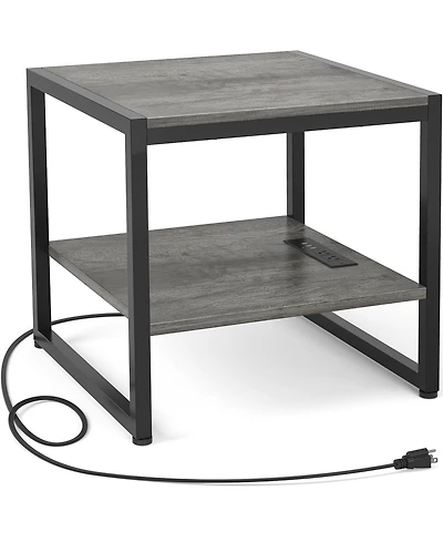 Aheaplus Mini Fridge Stand End Table with Charging Station Table Stand