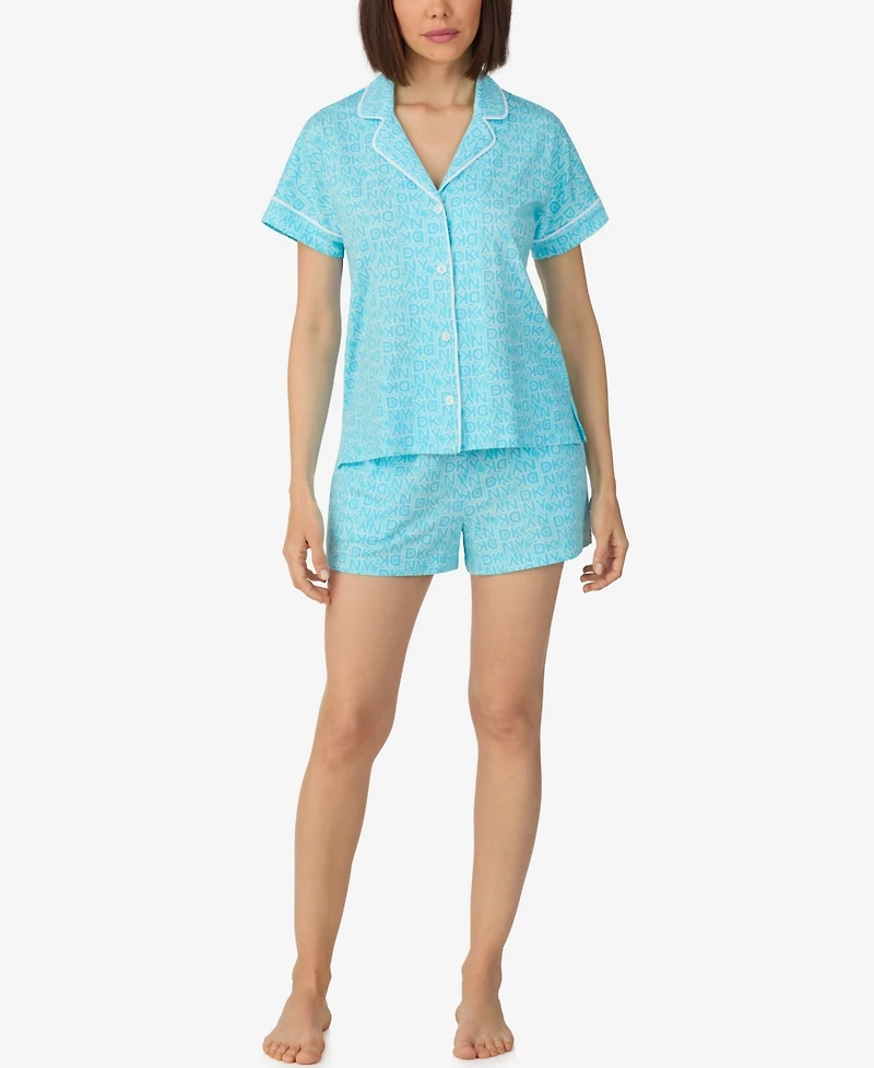 Dkny Women's Sleepwear Notch Collar Top and Shorts, 2-Piece Set