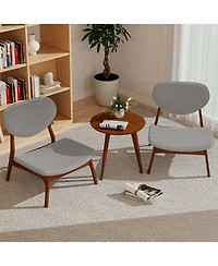 Gymax Accent Chairs Set of 2 With Side Table Living Room Solid Wood Frame