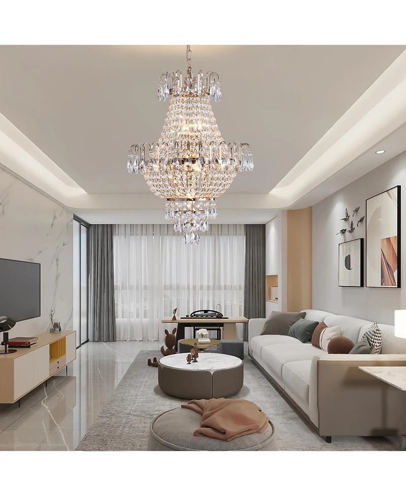Midola Gold Crystal Chandeliers,Large Contemporary Luxury Ceiling Lighting for Living Room Dining Room Bedroom Hallway