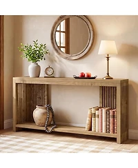 Tribesigns 70.9-Inch Long Entryway Table with 2-Tier Storage, Farmhouse Narrow Sofa Console Table with Vertical Stripe Legs