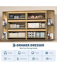 gaomon Drawer Dresser With Power Outlet, Farmhouse Dresser With Metal Handle, Vintage Design