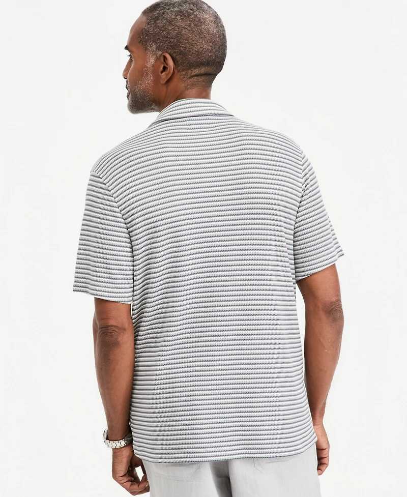 Club Room Men's Textured Knit Striped Popover Polo Shirt, Macy's Exclusive